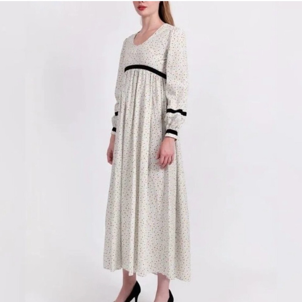 Batsheva Faye Dress in Blue and Brown Floral